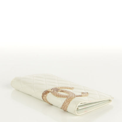 Chanel Calfskin Python Quilted Cambon Yen Wallet White 5 of 8