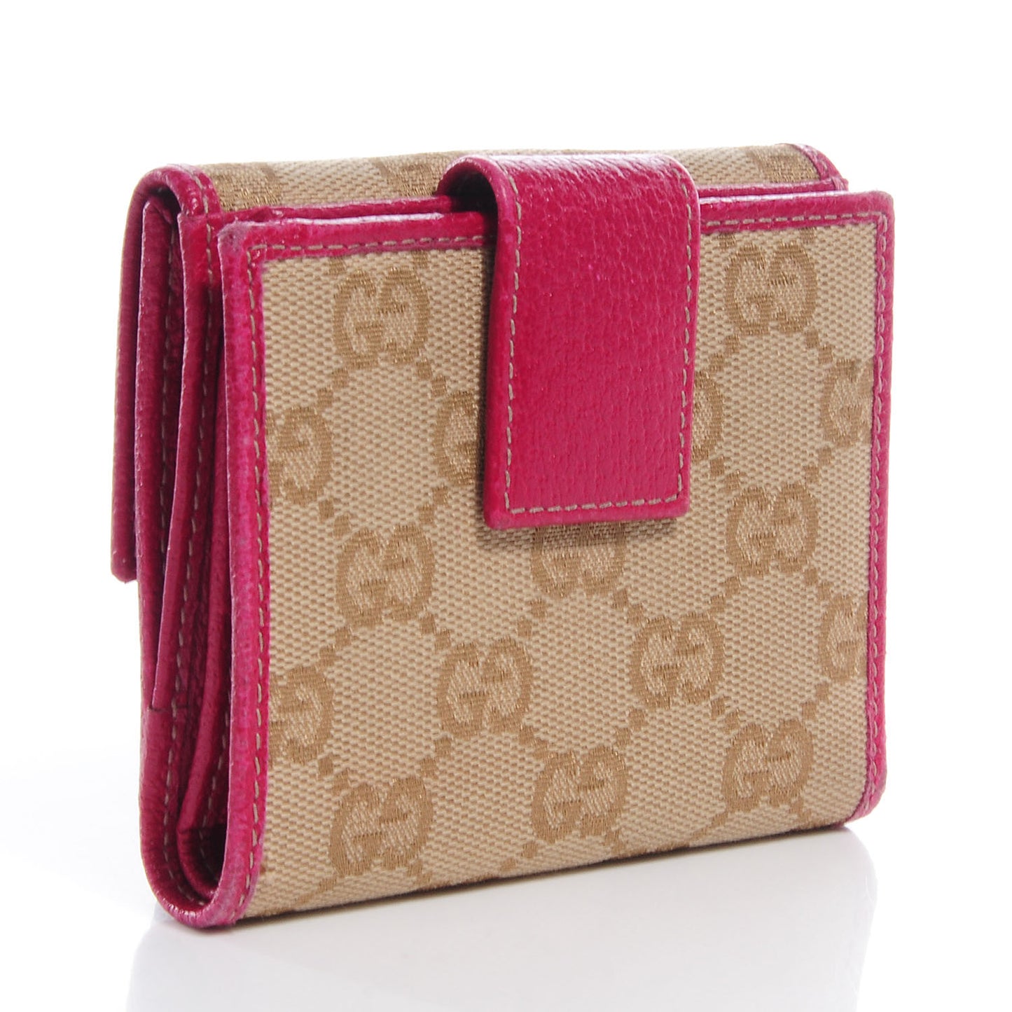 Monogram Metal Bar French Flap Wallet Pink