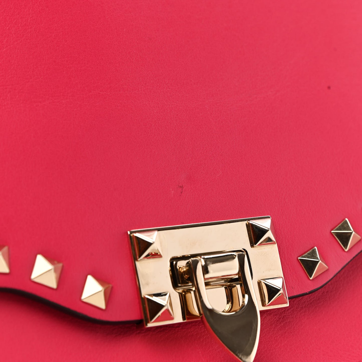 Vitello Rockstud Flip Lock Wristlet Clutch Deep Fuxia