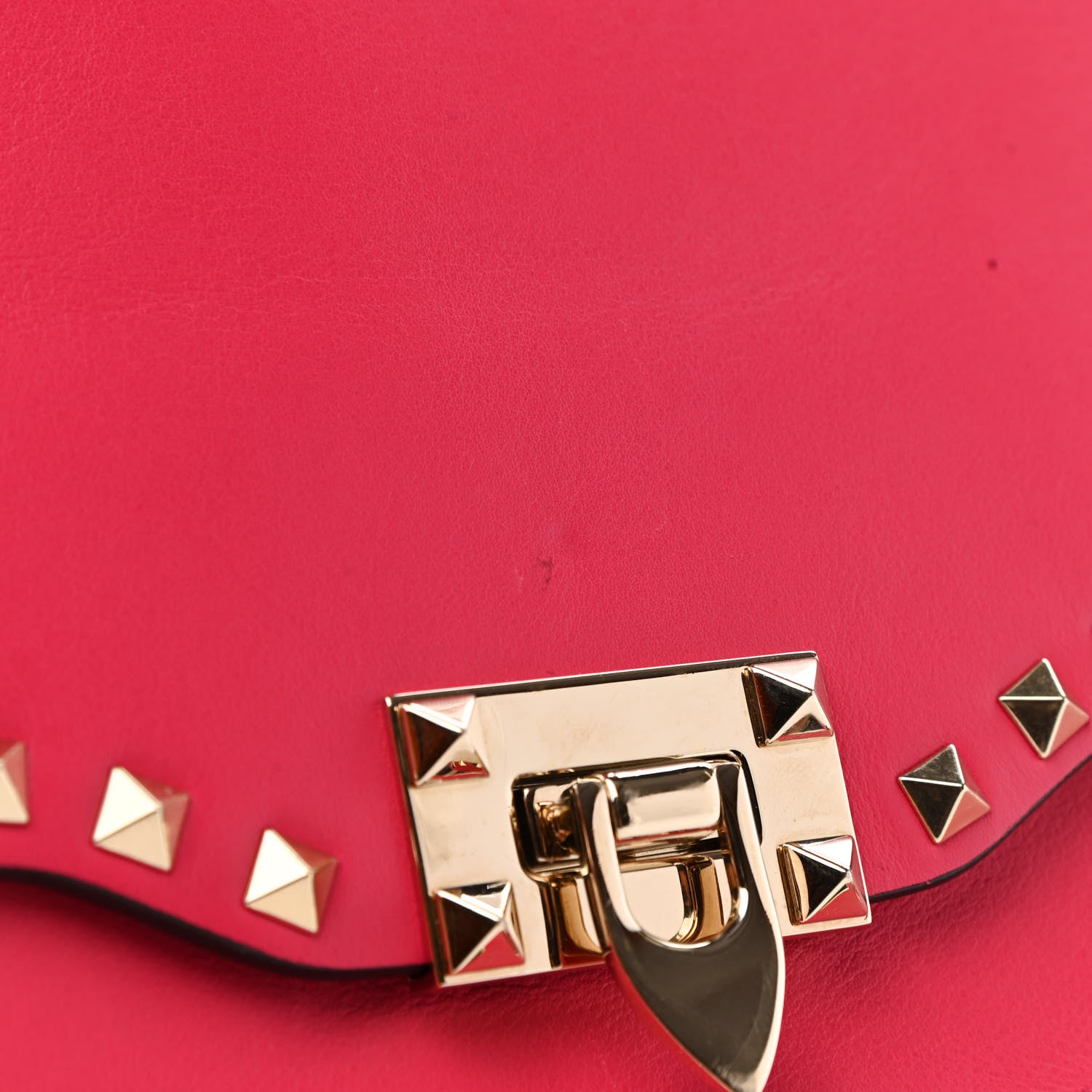 Valentino Garavani Vitello Rockstud Flip Lock Wristlet Clutch Deep Fuxia 9 of 9