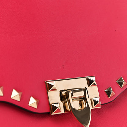 Valentino Garavani Vitello Rockstud Flip Lock Wristlet Clutch Deep Fuxia 9 of 9
