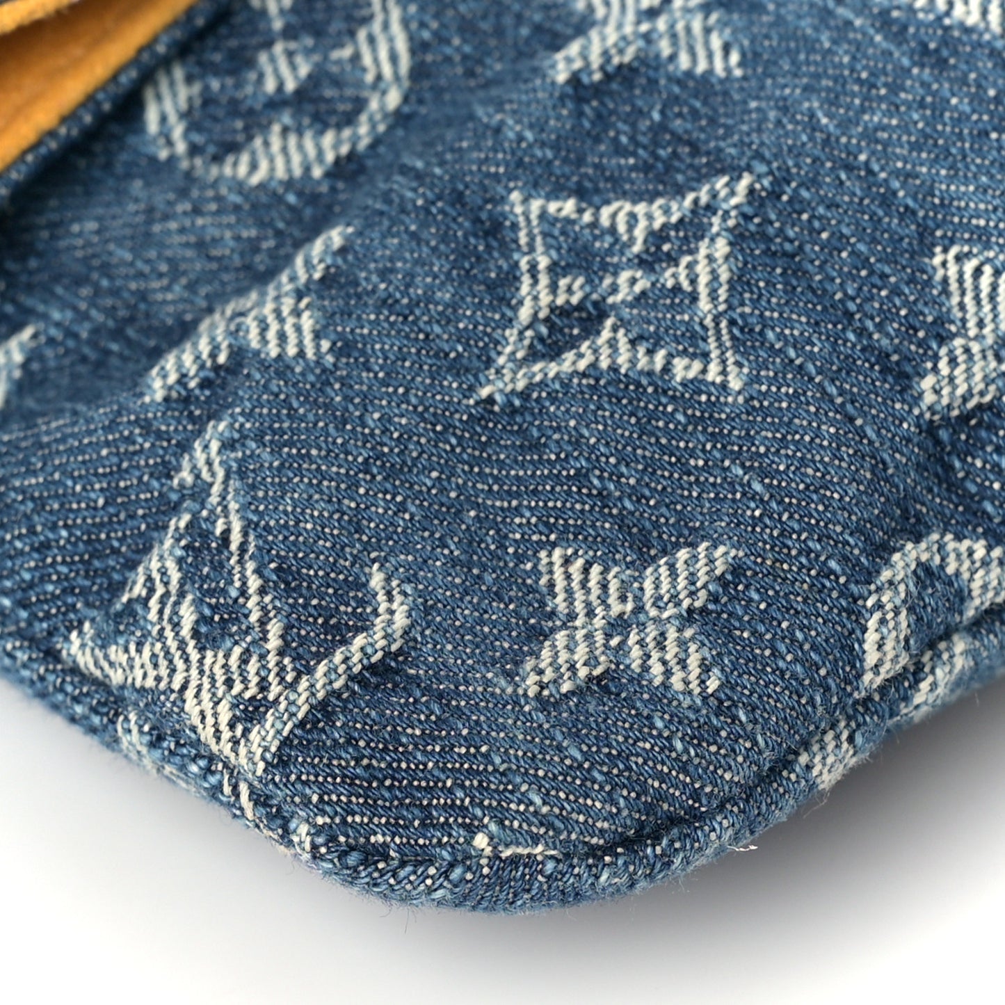 Monogram Denim Pochette Plat Clutch Blue