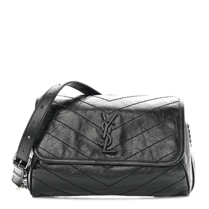 Saint Laurent Crinkled Calfskin Matelasse Monogram Niki Body Bag Black 1 of 8