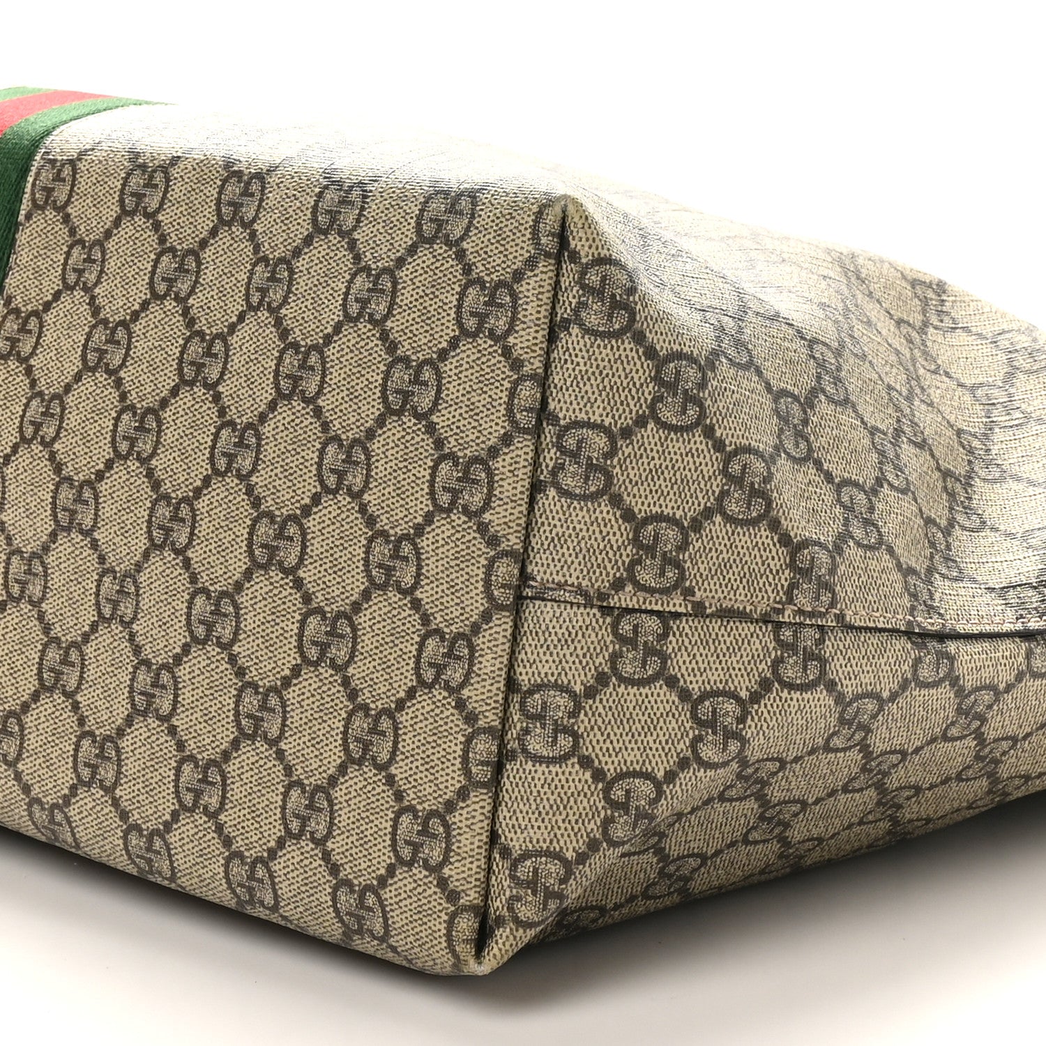 Gucci GG Supreme Monogram Textured Calfskin Web Medium Ophidia Shopping Tote Beige Ebony New Acero 11 of 12