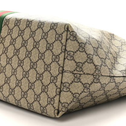 Gucci GG Supreme Monogram Textured Calfskin Web Medium Ophidia Shopping Tote Beige Ebony New Acero 11 of 12