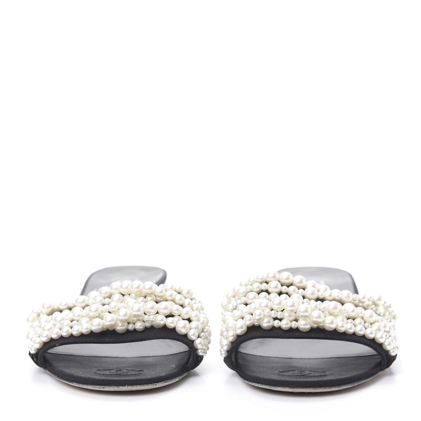 Felt Pearl Flat Sandals 37.5 Black