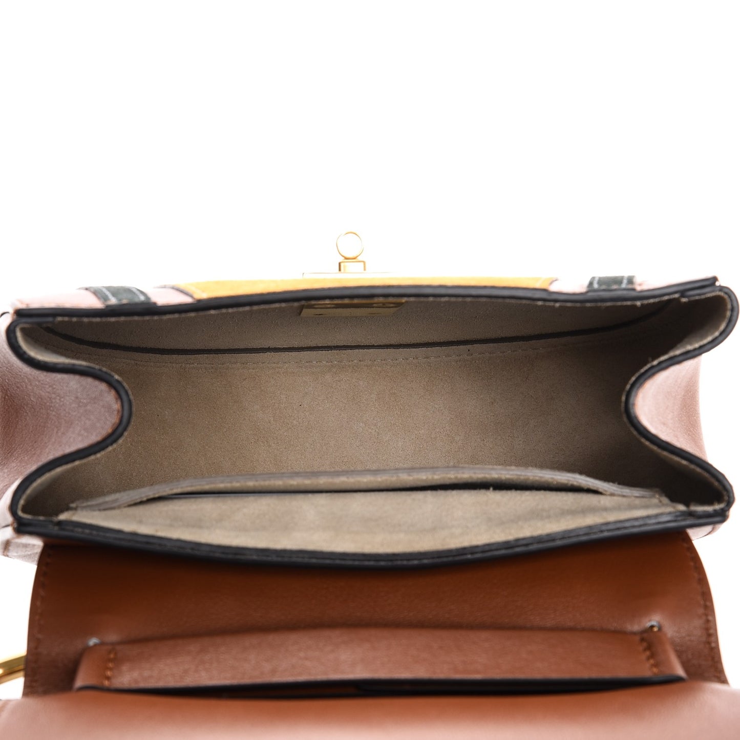 Suede Calfskin Patchwork Mini Drew Shoulder Bag Tobacco