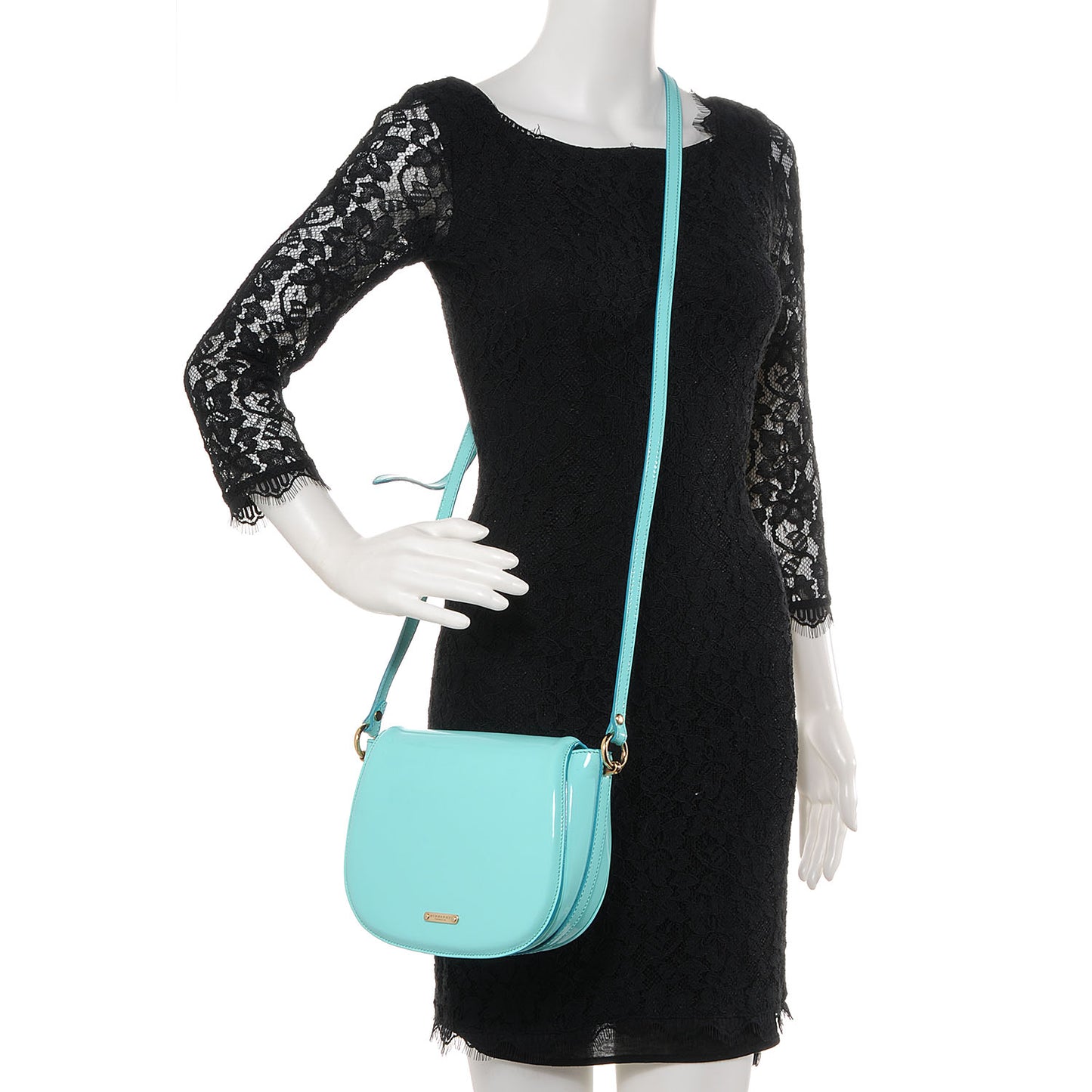 Patent Leather Leigh Small Crossbody Bag Turquoise