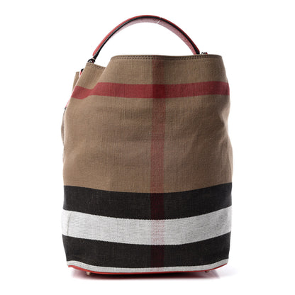 Burberry Canvas Mega Check Medium Ashby Hobo Cadmium Red 1 of 12