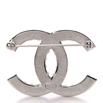Chanel Pearl Crystal CC Brooch Silver 3 of 5