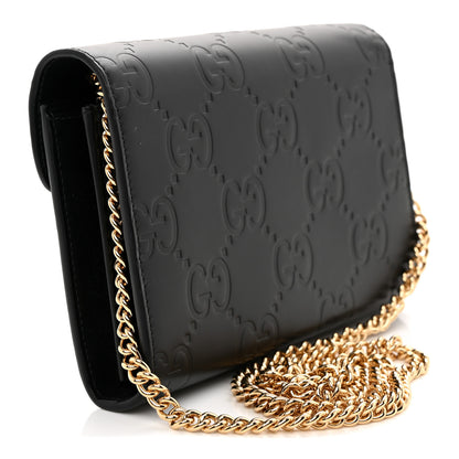 Gucci Calfskin GG Debossed Chain Wallet Black 3 of 10