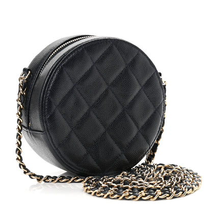 Chanel Caviar Quilted Round Clutch With Chain Black 3 of 11