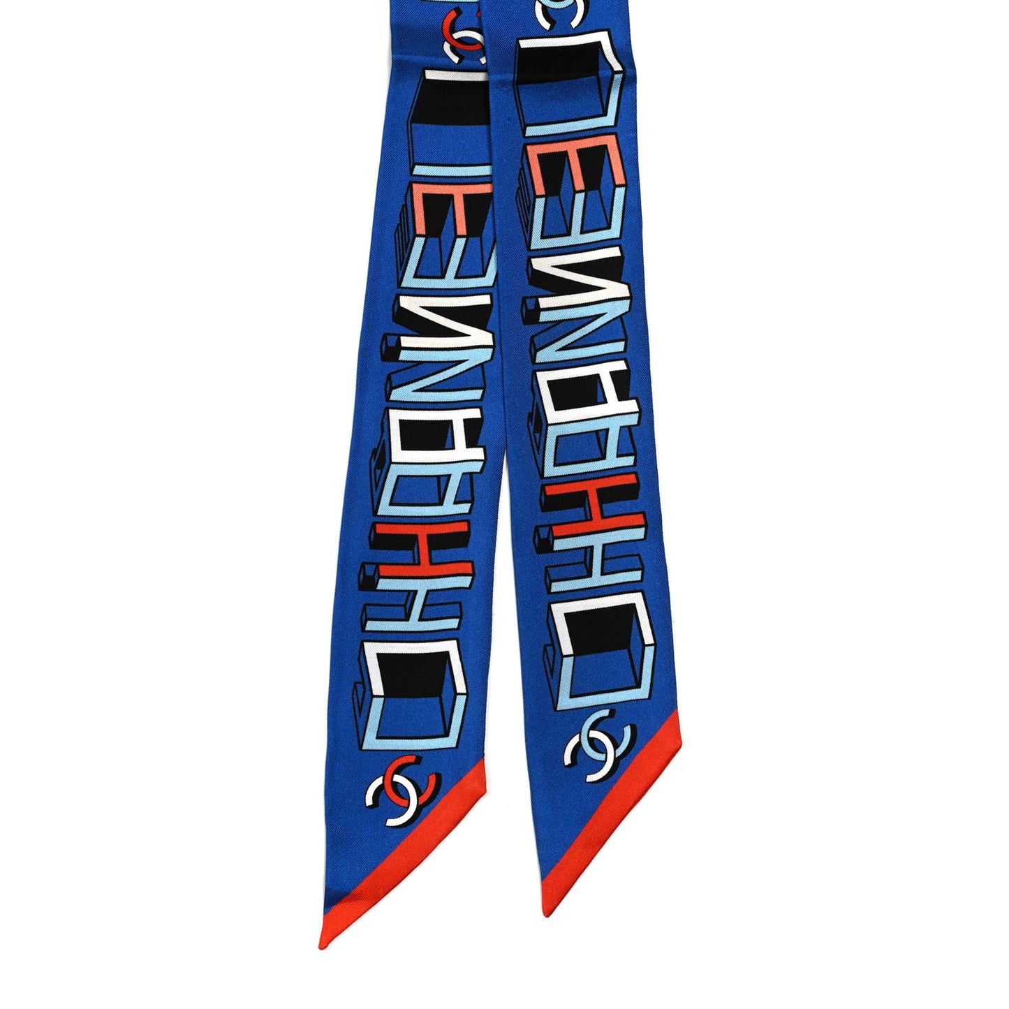Silk CC Slim Bandeau Scarf Blue