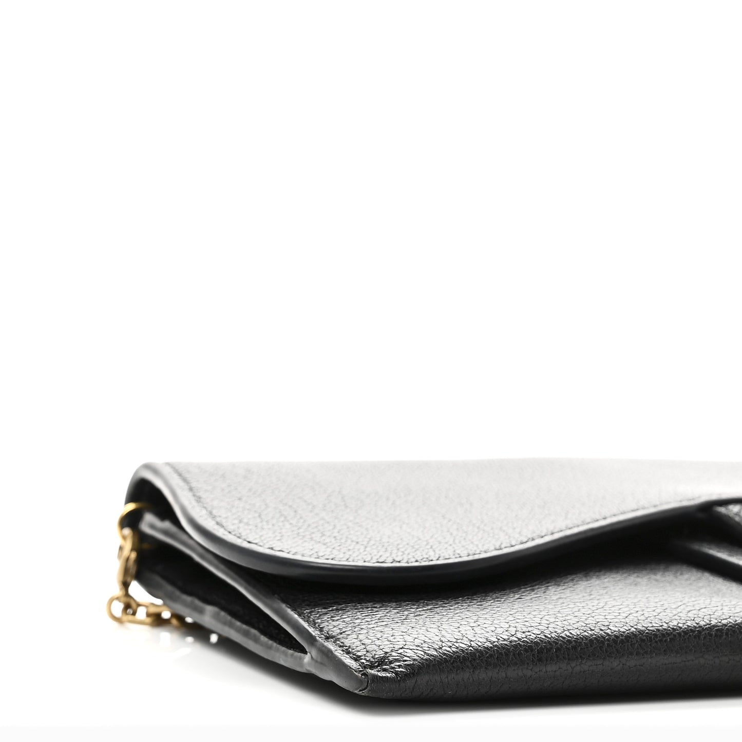Goatskin Saddle Long Wallet With Chain Black
