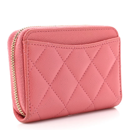 Chanel Caviar Quilted Zip Coin Purse Dark Pink 3 of 15