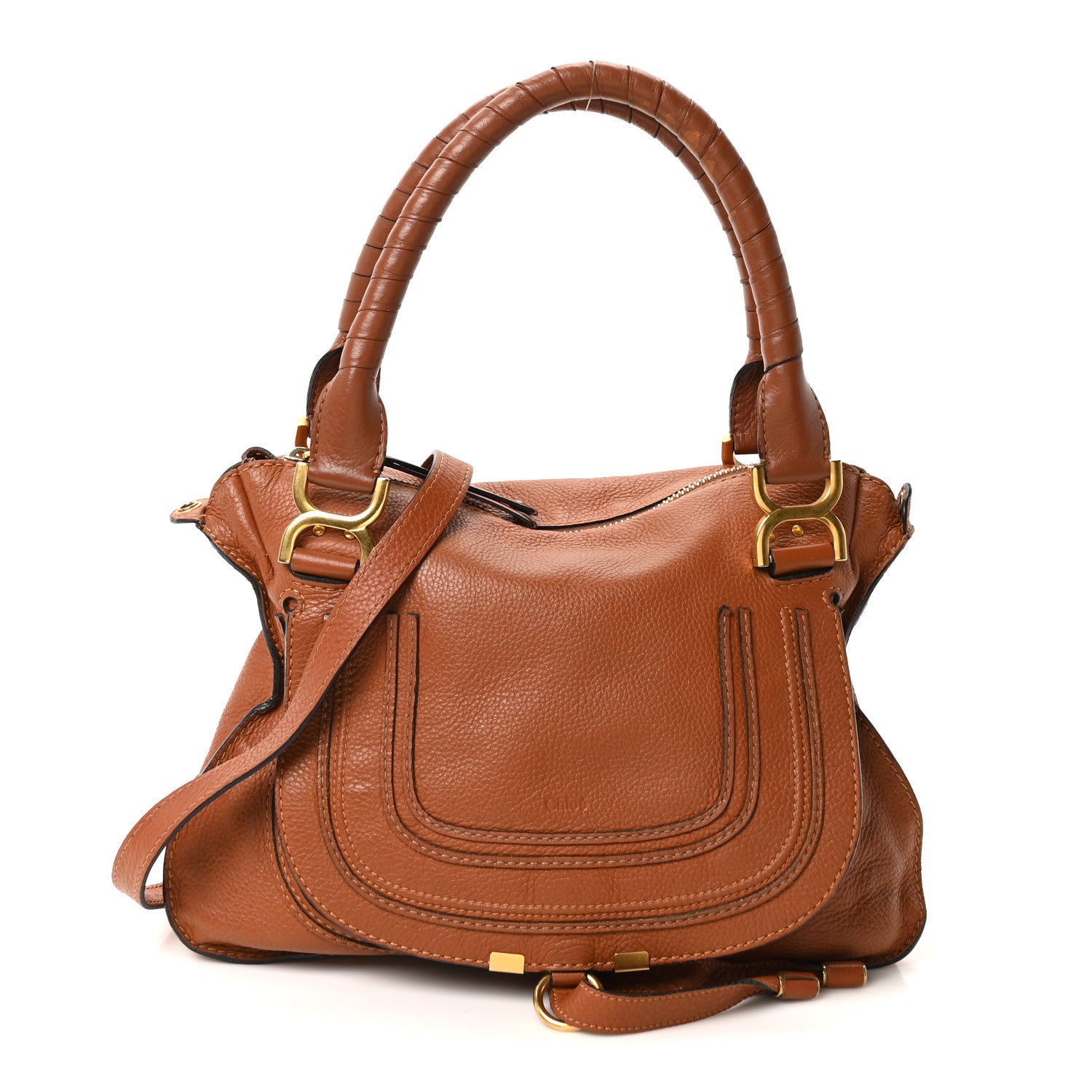 Chloe Calfskin Braided Medium Marcie Double Carry Tan 1 of 10