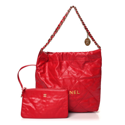 Chanel Shiny Calfskin Quilted Small 22 Red 3 of 12