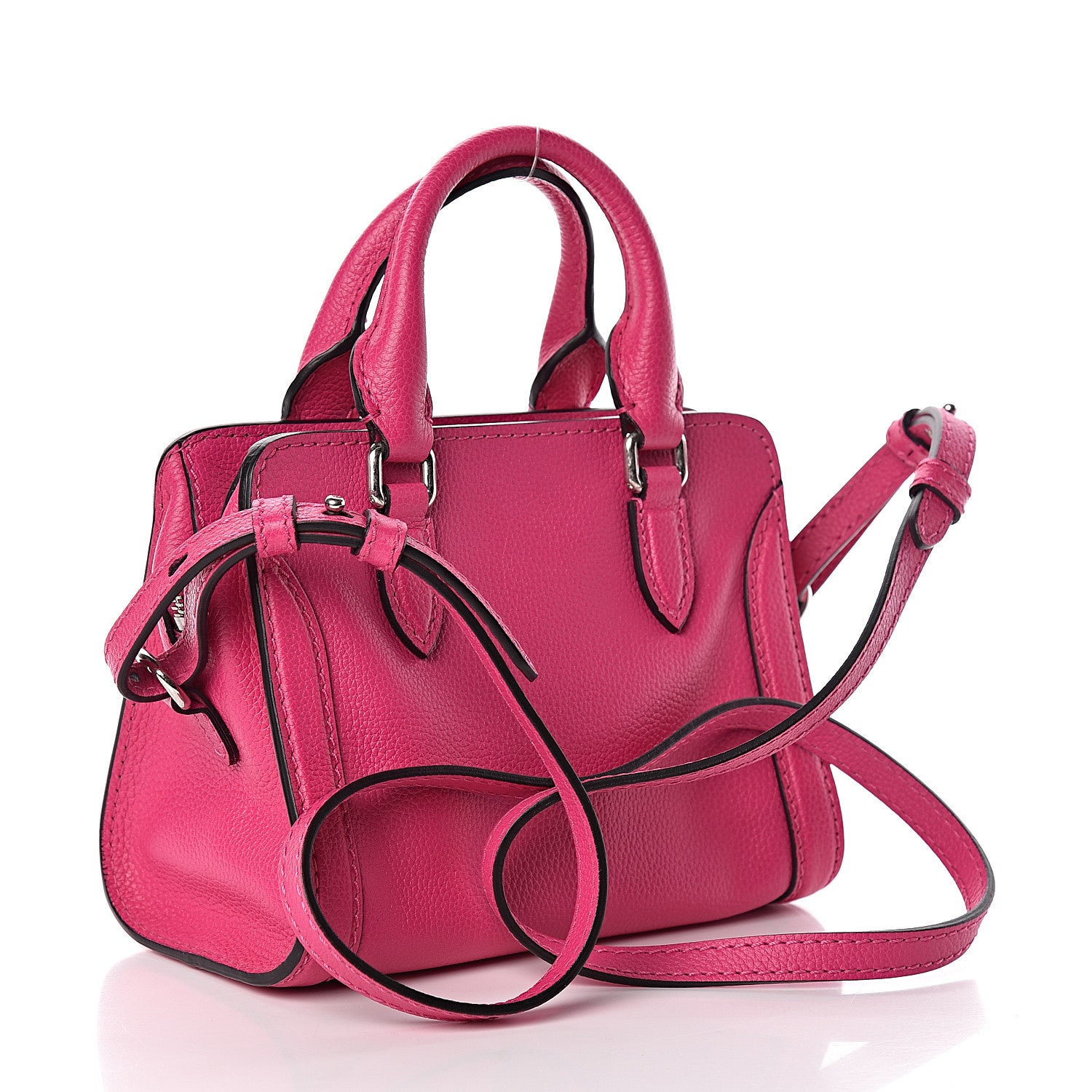 Alexander McQueen Grainy Calfskin Mini Padlock Zip Satchel Pink 3 of 10