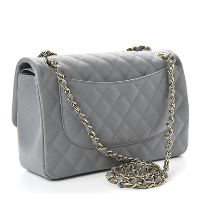 Chanel Caviar Quilted Jumbo Double Flap Grey 3 of 11