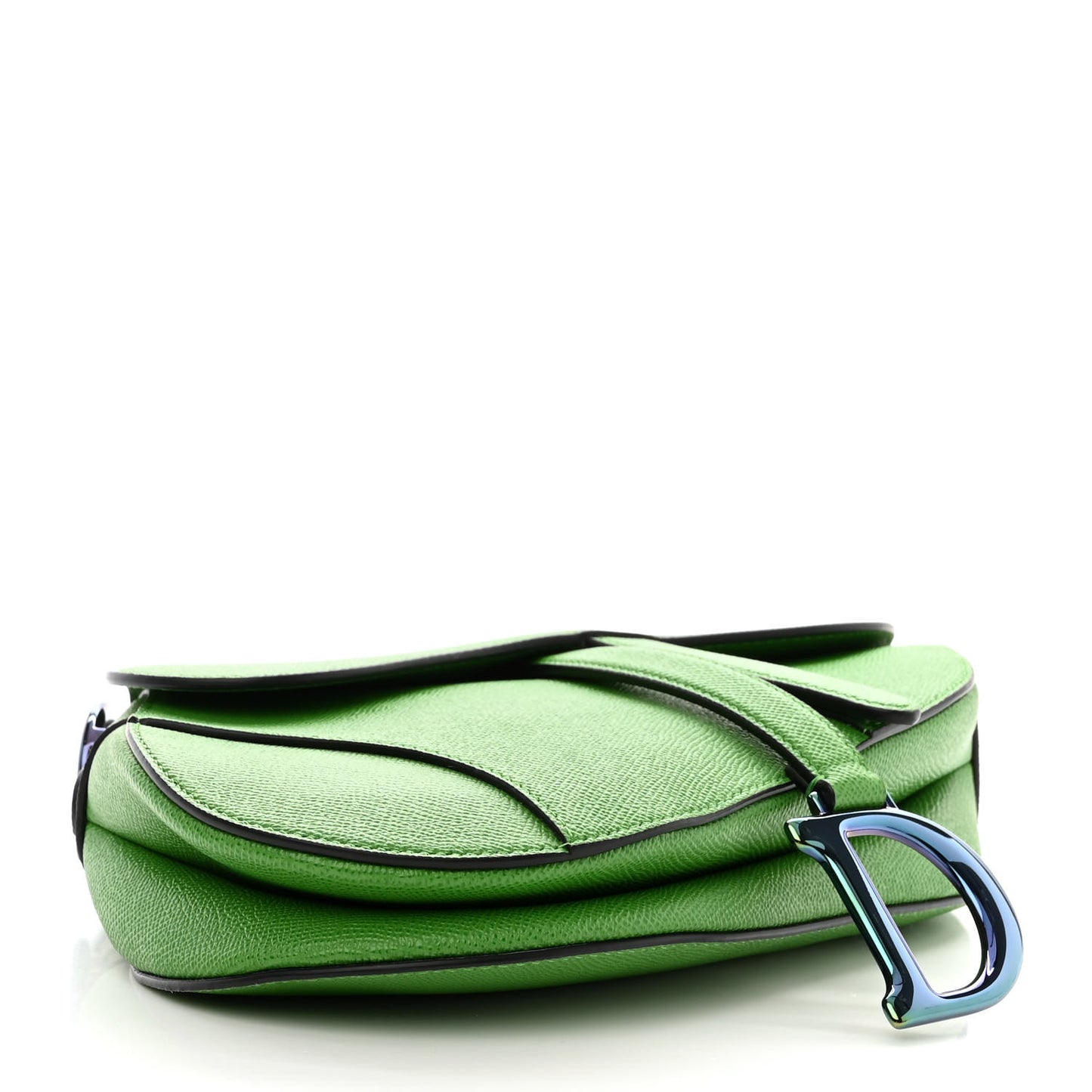 Grained Calfskin Saddle Bag Green