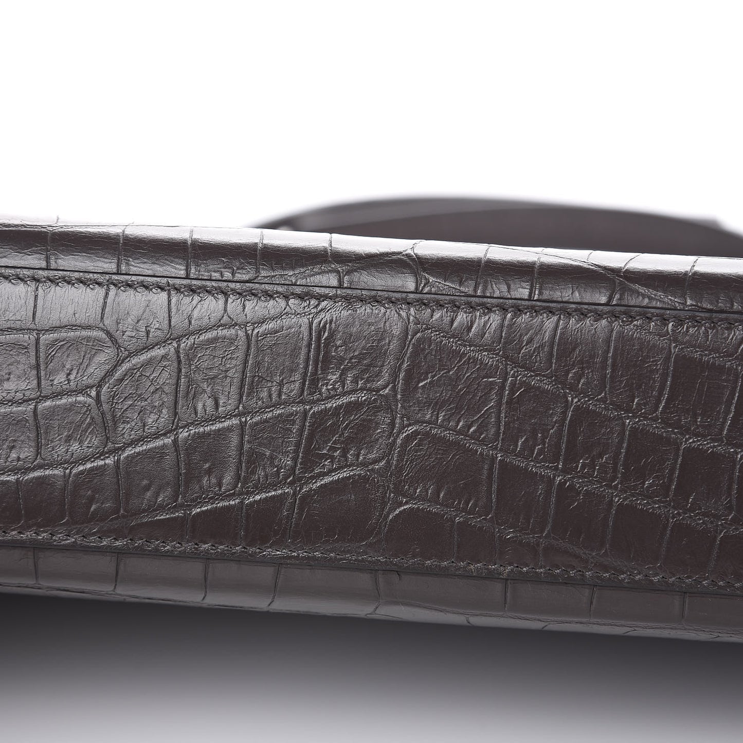 Calfskin Crocodile Embossed Large Monogram Satchel Fog