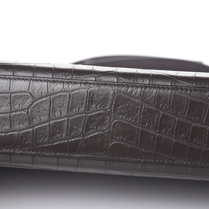 Saint Laurent Calfskin Crocodile Embossed Large Monogram Satchel Fog 19 of 20