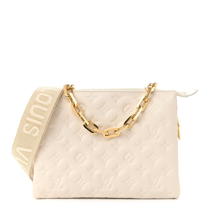 Louis Vuitton Lambskin Embossed Monogram Coussin PM Beige Cream 1 of 11