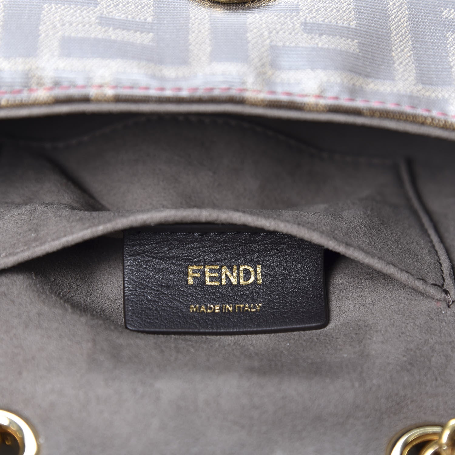 Fendi Glazed Fabric Vitello Century FF 1974 Stamp Patch Mini Double F Crossbody Bag Mogano Panna Fragola 7 of 10