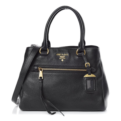 Prada Vitello Daino Top Handle Bag Black 1 of 11