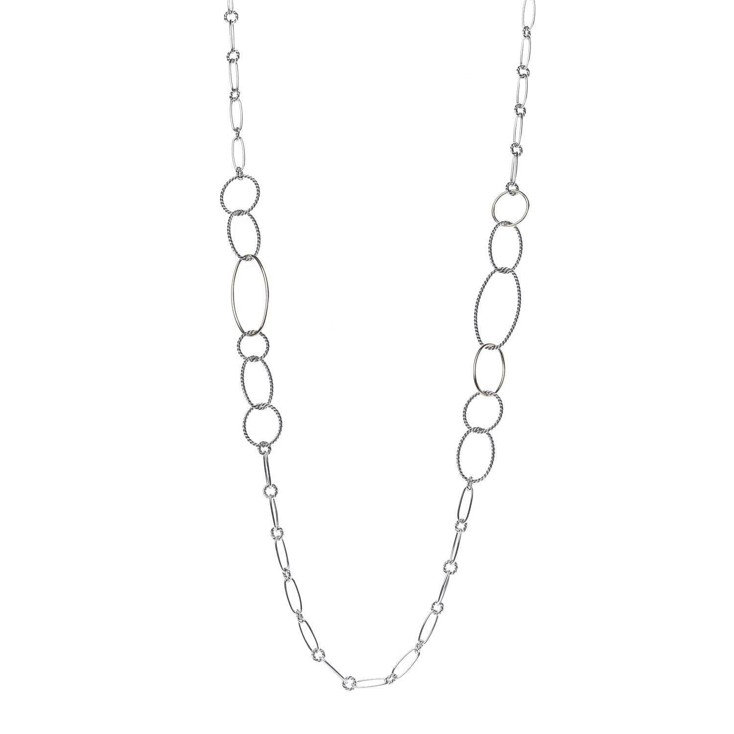 David Yurman Sterling Silver 18K Yellow Gold Mobile Link Necklace 1 of 4