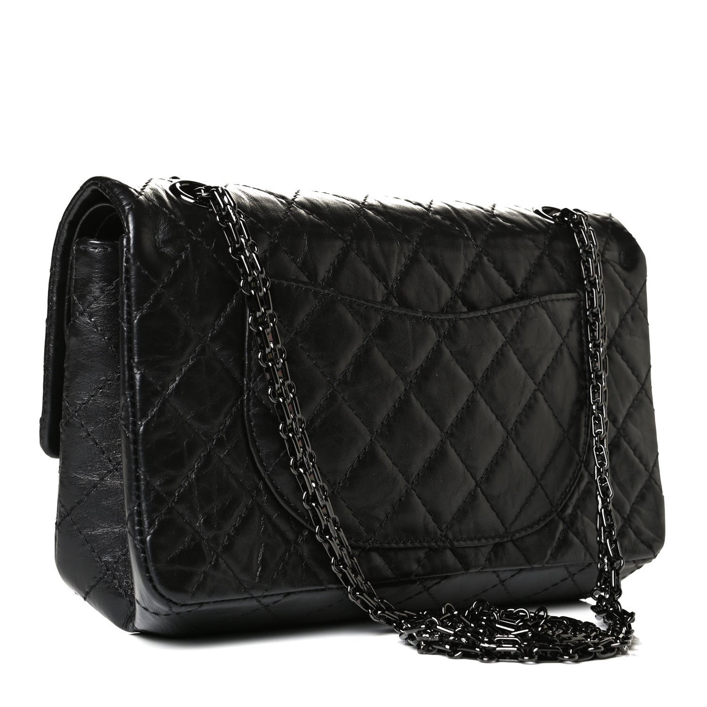 Aged Calfskin Quilted 2.55 Reissue 225 Flap So Black