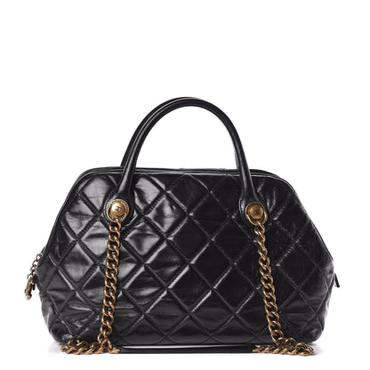 Chanel Glazed Calfskin Castle Rock Bowling Bag Black 1 of 10