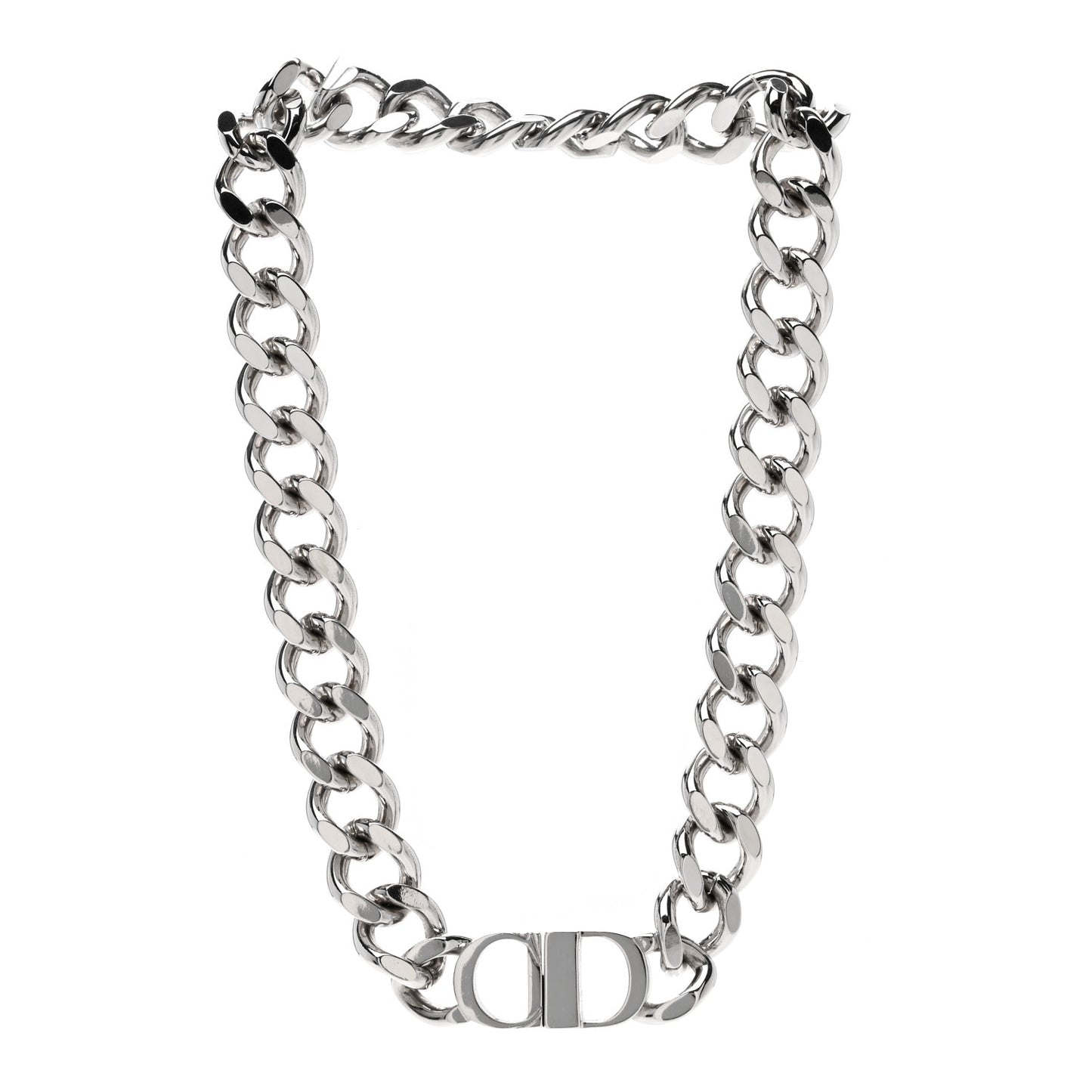 Brass CD Icon Chain Link Necklace Silver