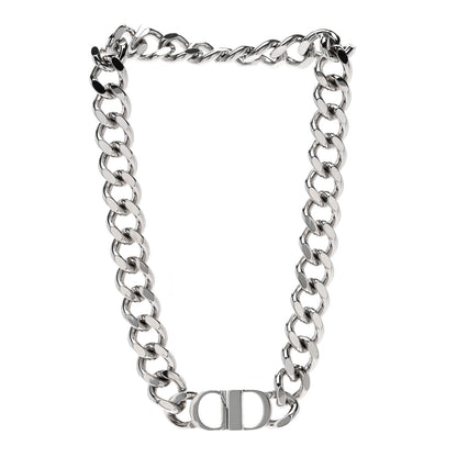 Christian Dior Brass CD Icon Chain Link Necklace Silver 3 of 4