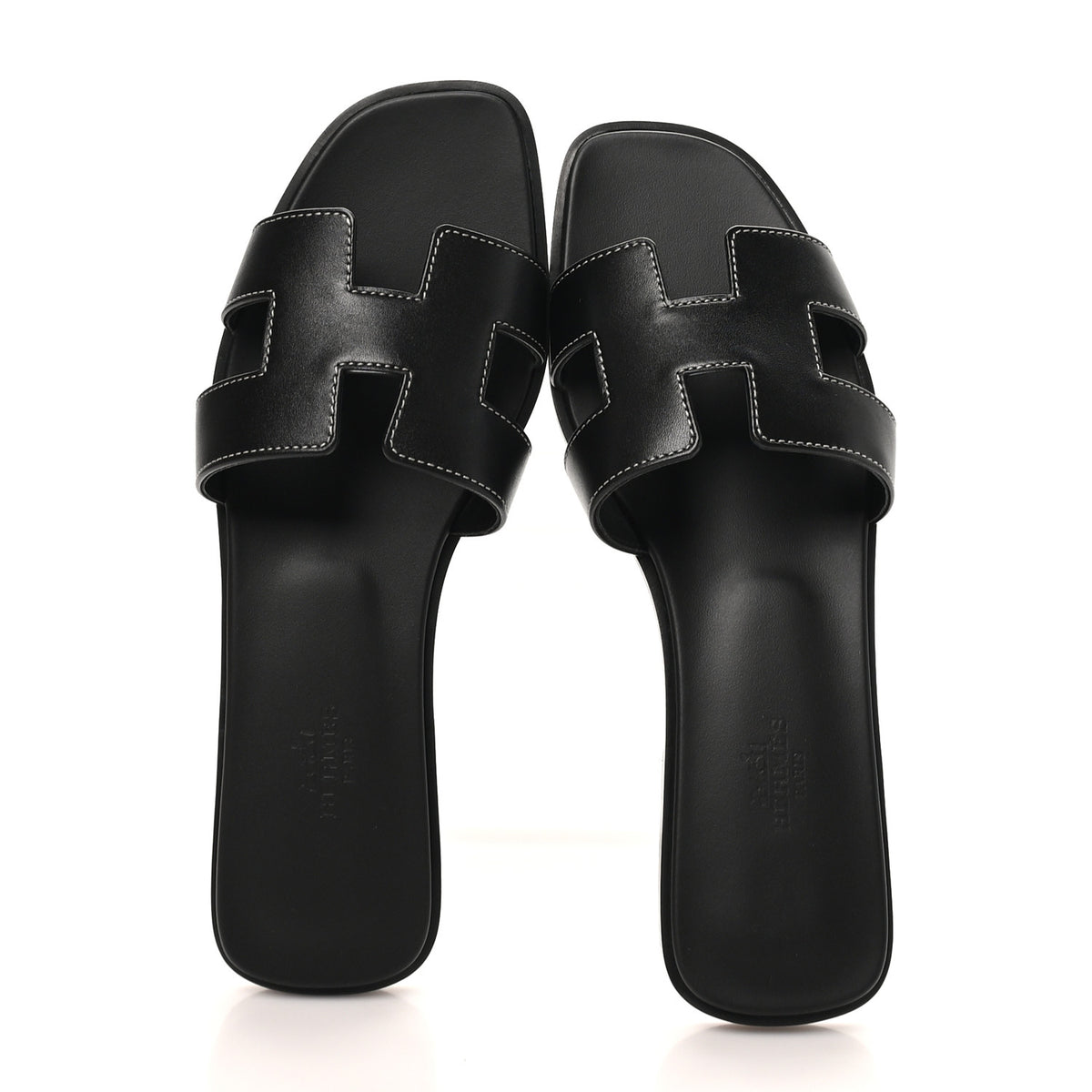 Box Calfskin Oran Sandals 38 Black