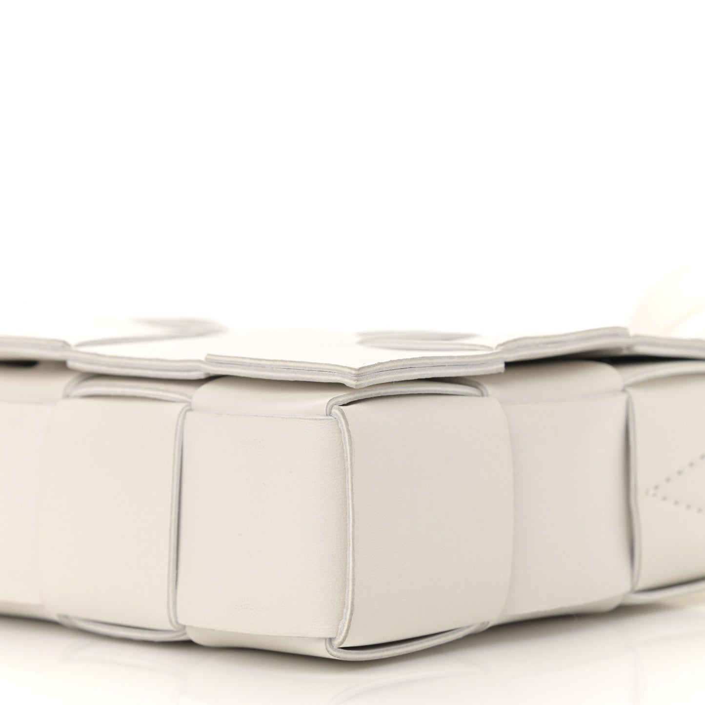 Lambskin Maxi Intrecciato Cassette Crossbody Bag White