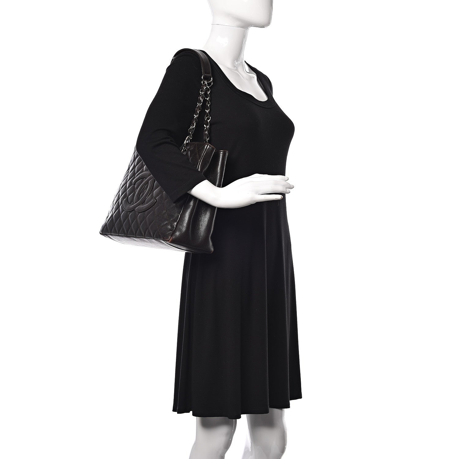 Chanel Caviar Quilted Grand Shopping Tote GST Dark Brown 2 of 26
