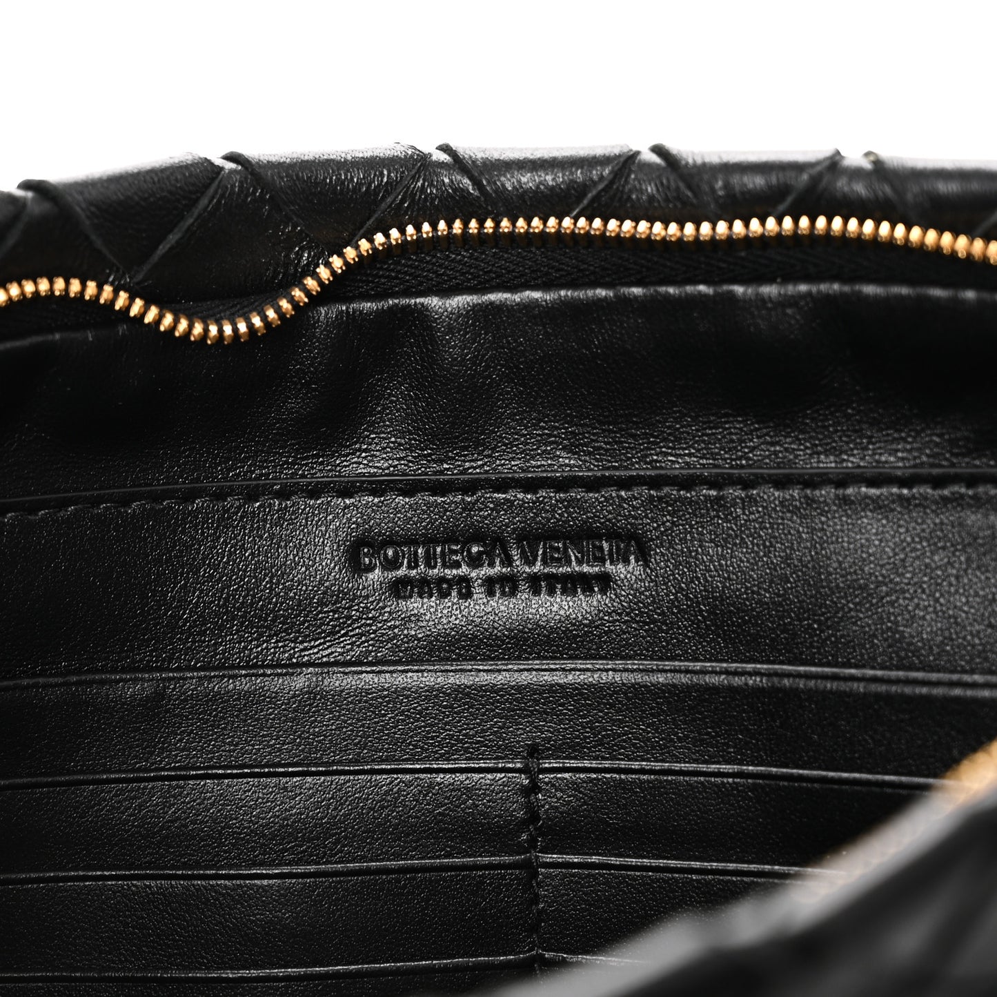 Nappa Intrecciato Zip Pouch Black