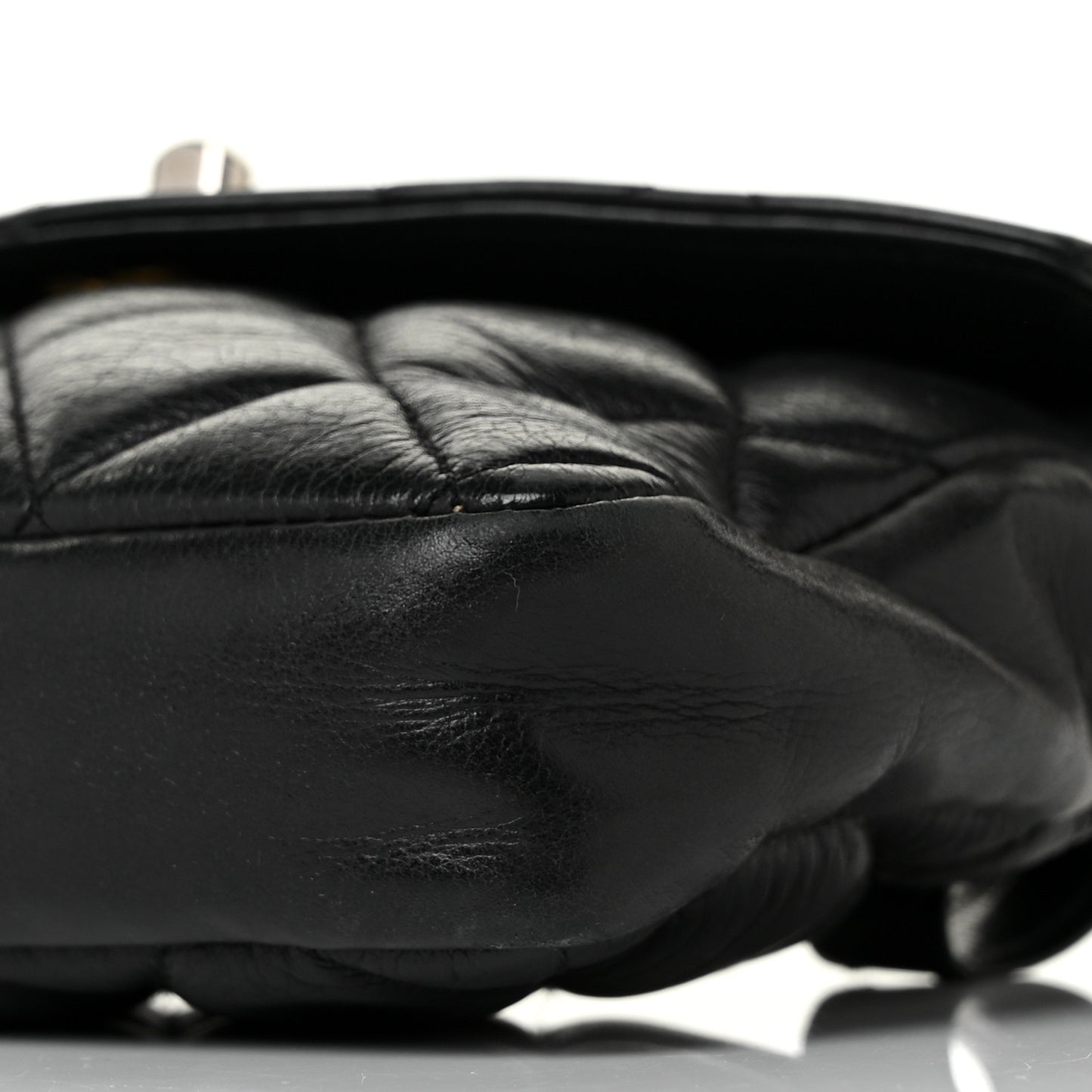 Lambskin Quilted Flap Waist Belt Bag Black