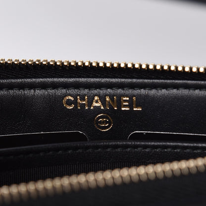 Chanel Lambskin Quilted Small Boy Zipped Pouch Black 6 of 9
