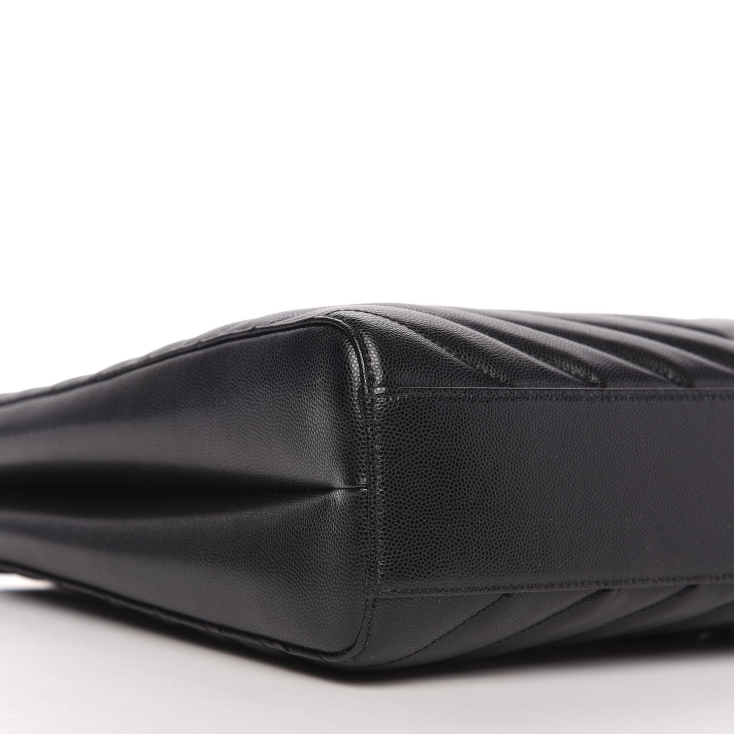 Grain De Poudre Matelasse Chevron Medium Tribeca Shopping Bag Black