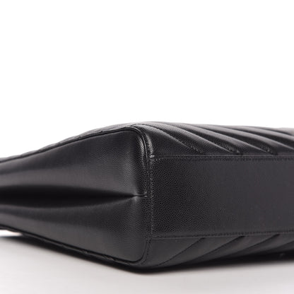 Saint Laurent Grain De Poudre Matelasse Chevron Medium Tribeca Shopping Bag Black 7 of 11