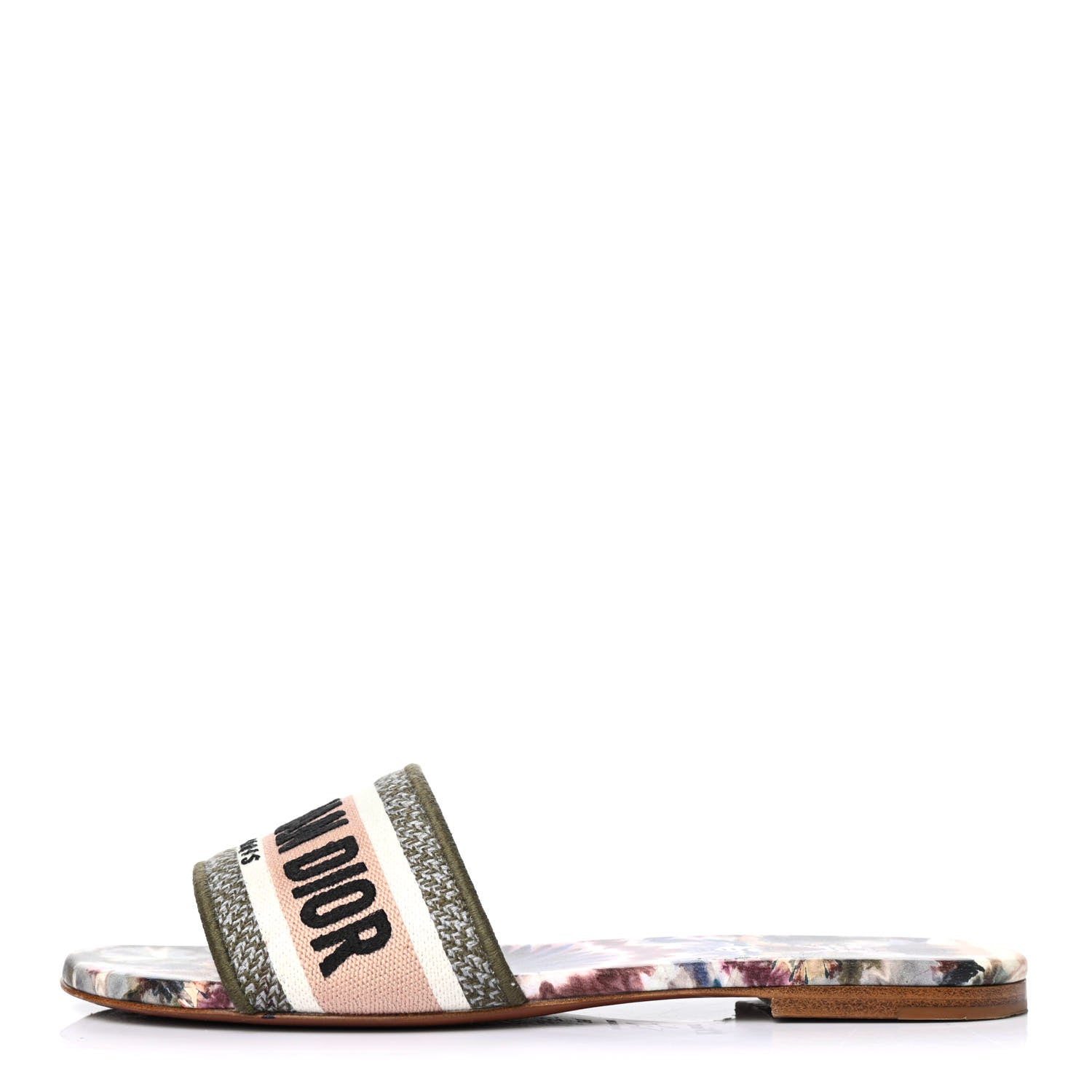 Christian Dior Canvas Tie Dye Embroidered Dway Mules Slide Sandals 38 Pink Green 1 of 4