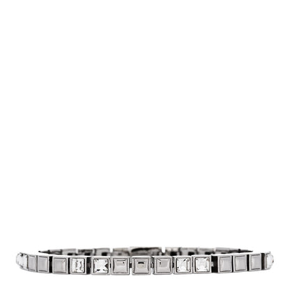 Saint Laurent Brass Palladium Crystal Square Tennis Bracelet M Silver 1 of 5