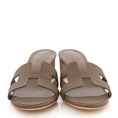 Hermes Epsom Oasis Sandals 37.5 Etoupe 2 of 9