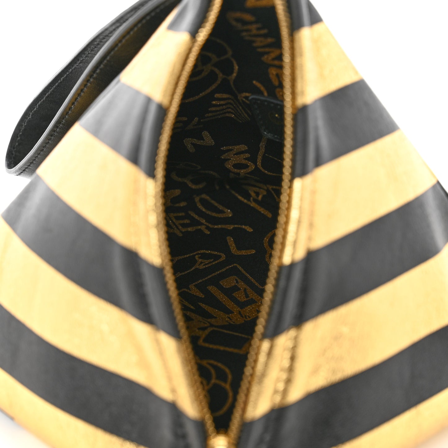 Metallic Lambskin CC Kheops Pyramid Bag Gold Black