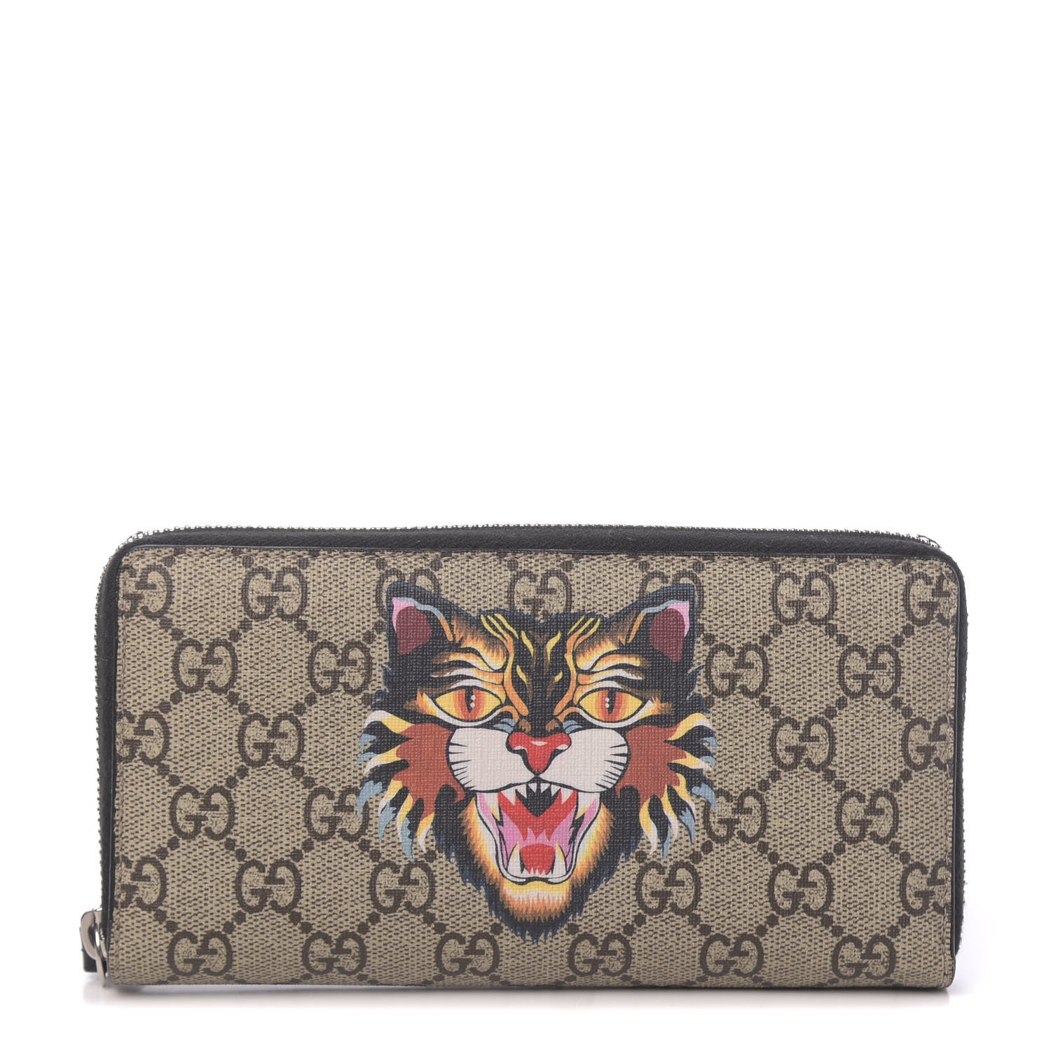 Gucci GG Supreme Monogram Angry Cat Zip Around Wallet 1 of 8