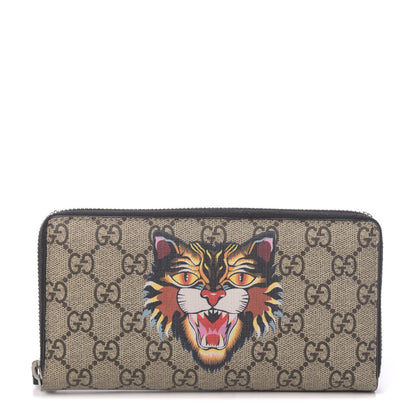 Gucci GG Supreme Monogram Angry Cat Zip Around Wallet 1 of 8