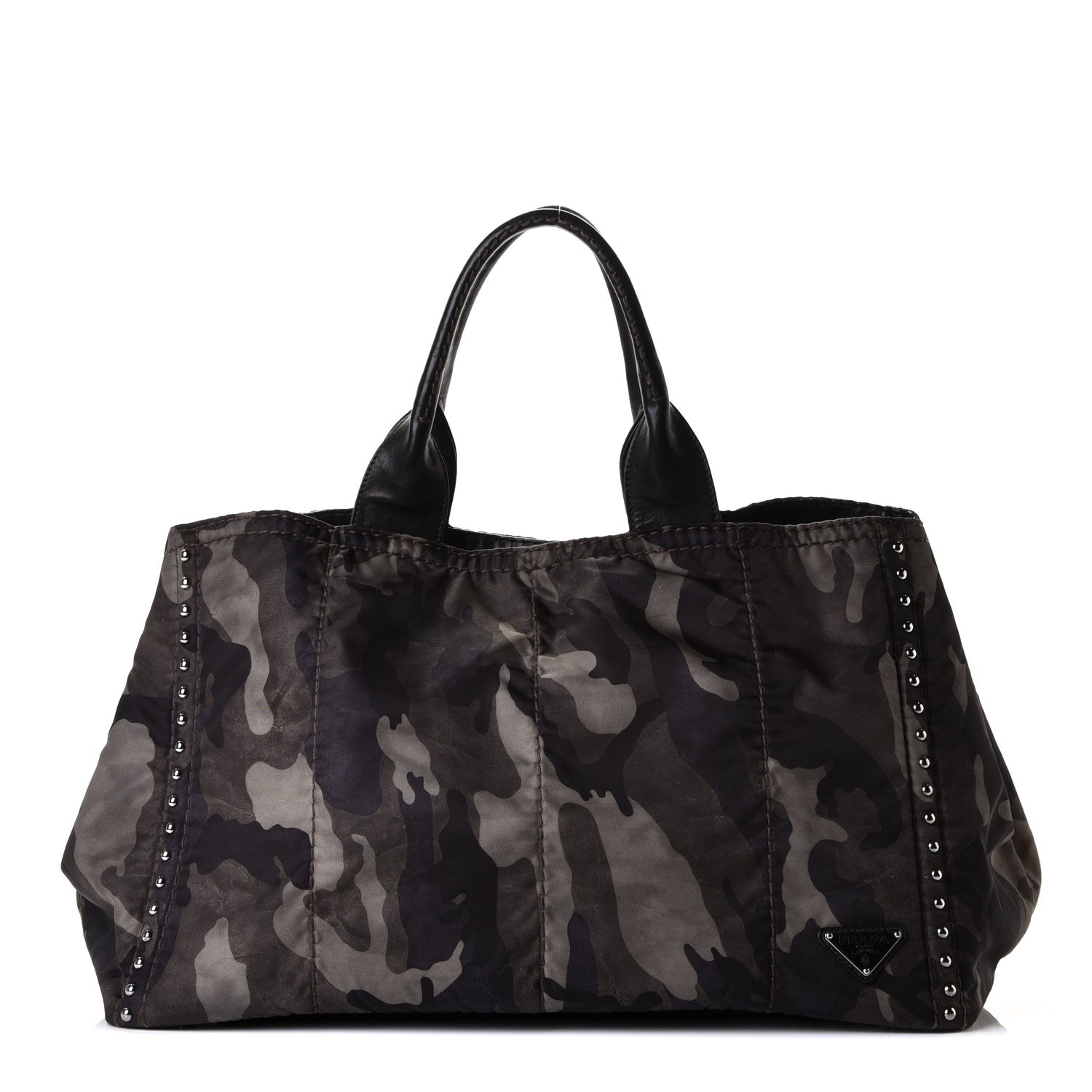 Prada Tessuto Nylon Studded Camouflage Tote Fumo 1 of 6