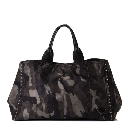 Prada Tessuto Nylon Studded Camouflage Tote Fumo 1 of 6